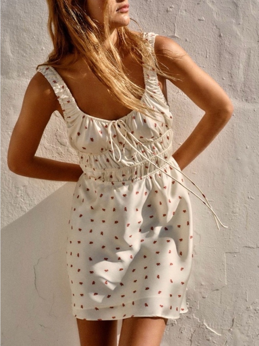 NWT Zara Satin Ditsy Floral Print Boho Coquette 90s vintage Mini Dress large
